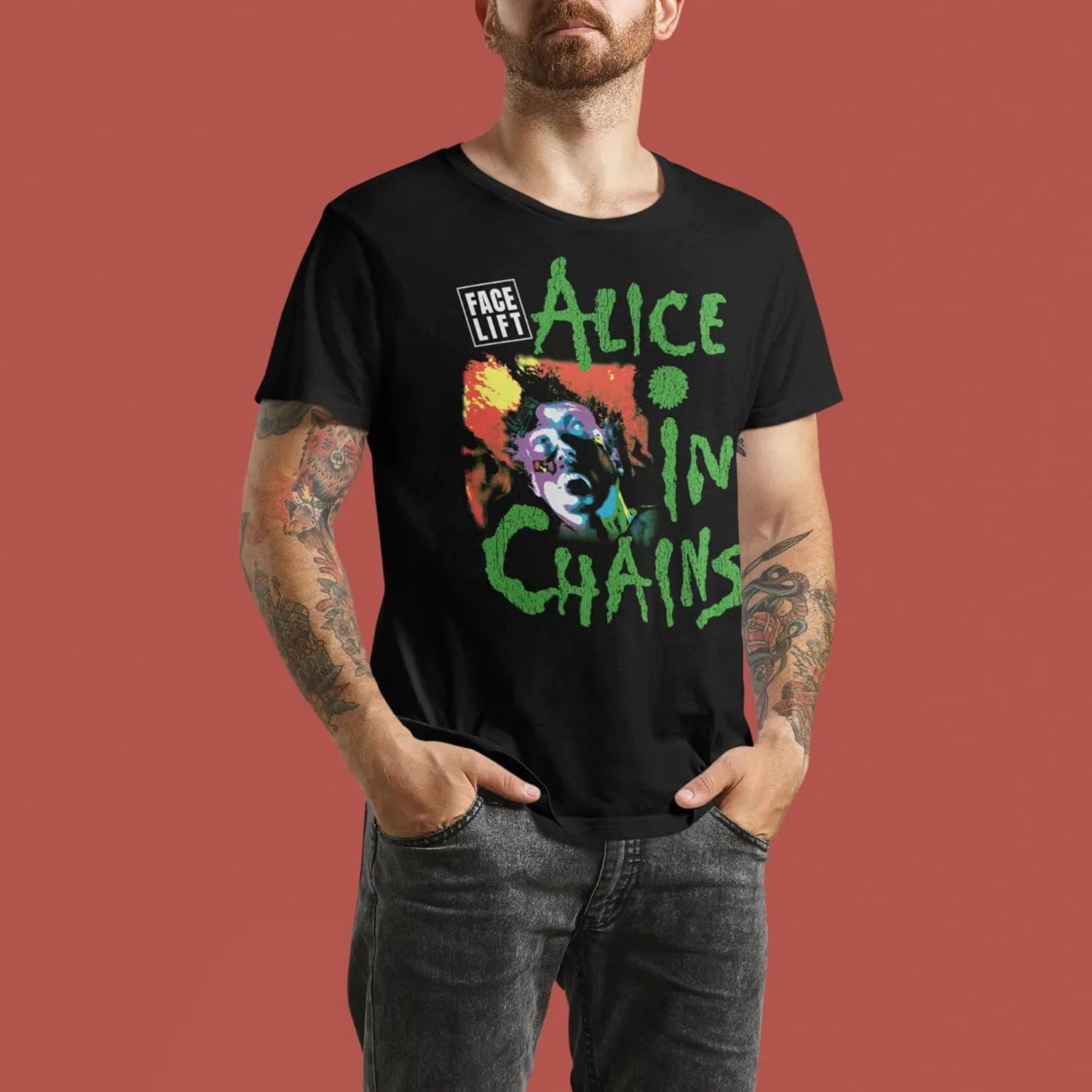 Alice in Chains Facelift Tour '91 Front & Back Print Adult Short Sleeve T Shirt Vintage Style Graphic Tee