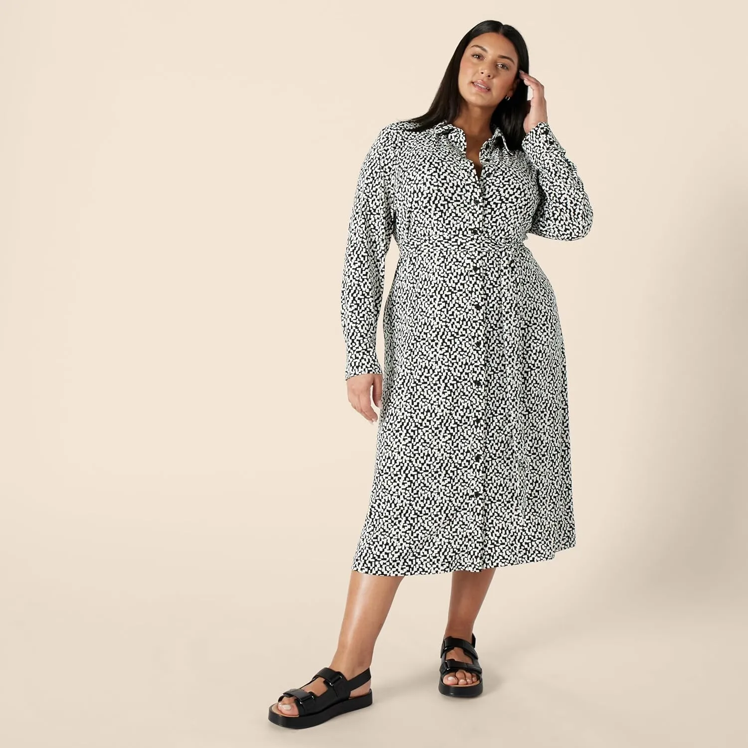 Amazon Essentials Women's Regular-Fit Matte Jersey Midi Length Dress