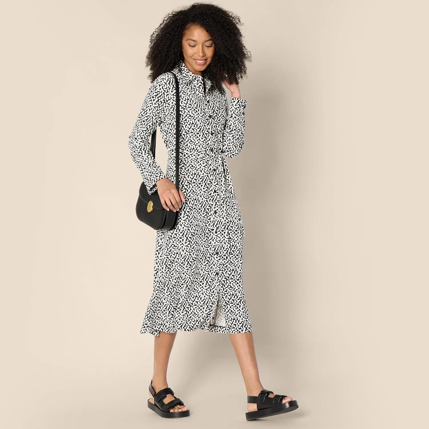Amazon Essentials Women's Regular-Fit Matte Jersey Midi Length Dress