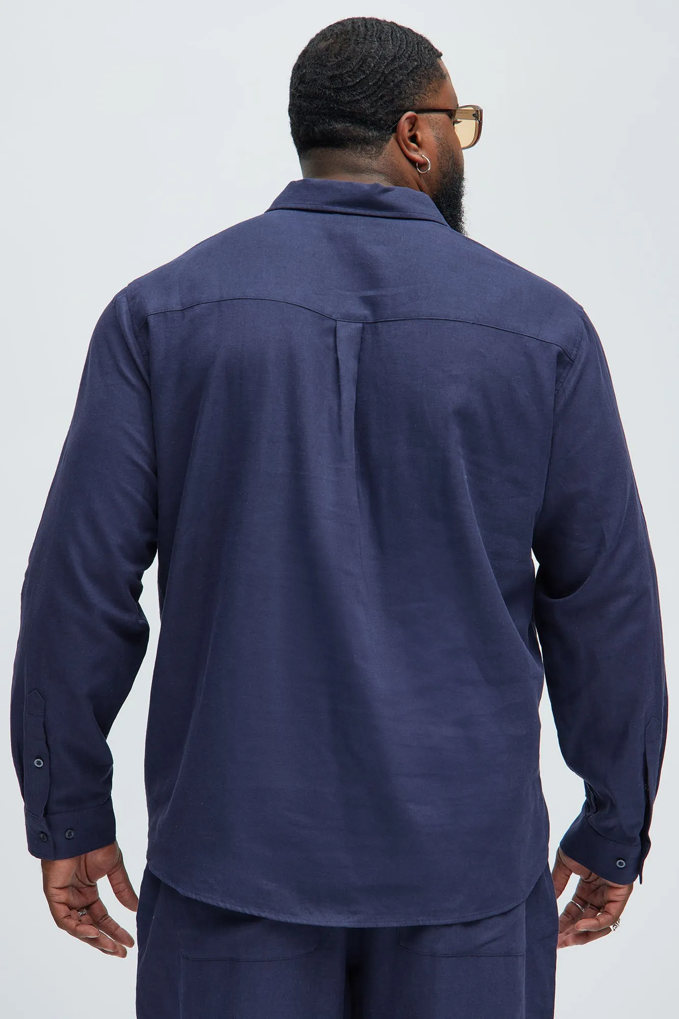 Bahamas Linen Long Sleeve Shirt - Navy