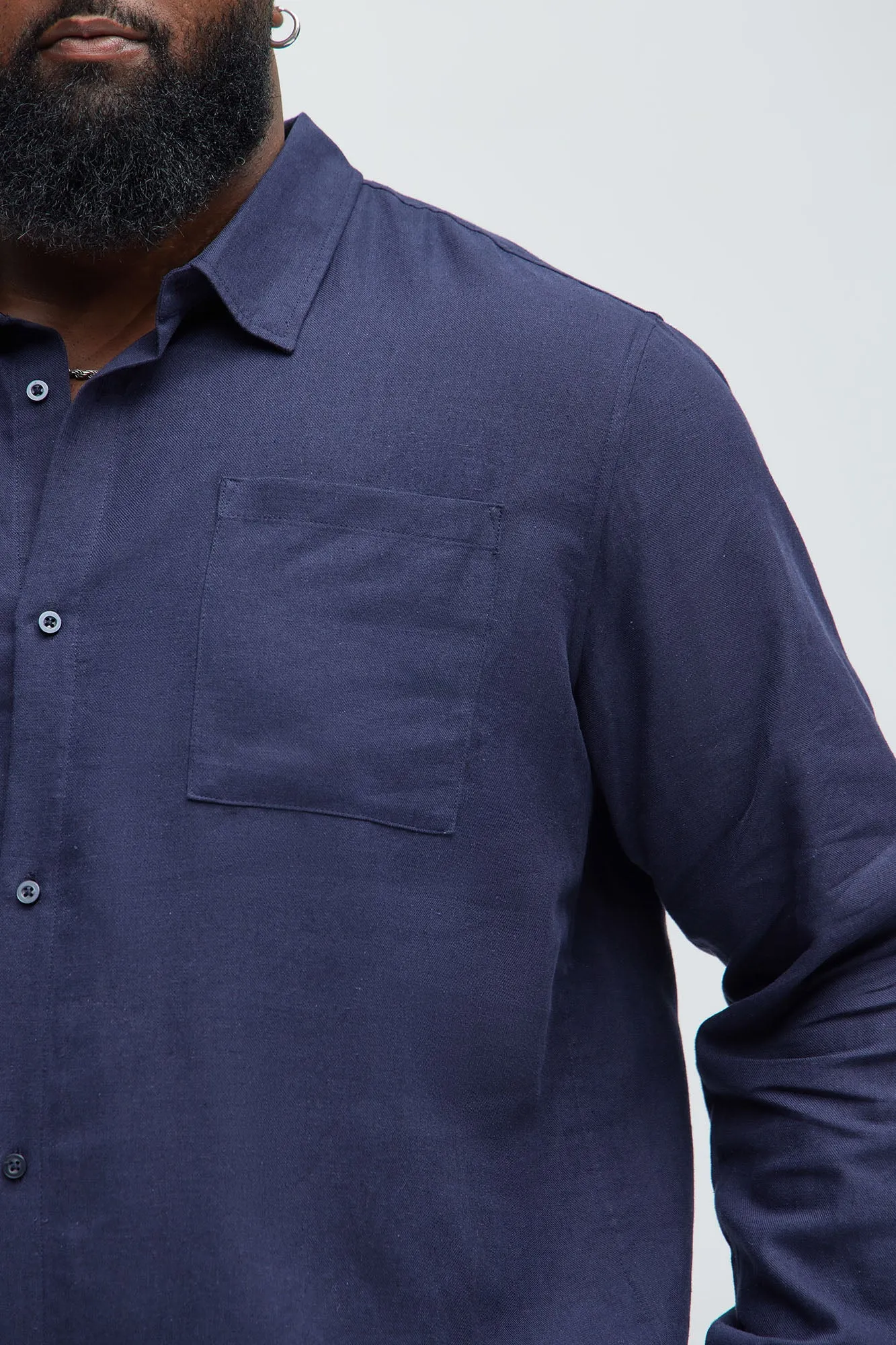 Bahamas Linen Long Sleeve Shirt - Navy
