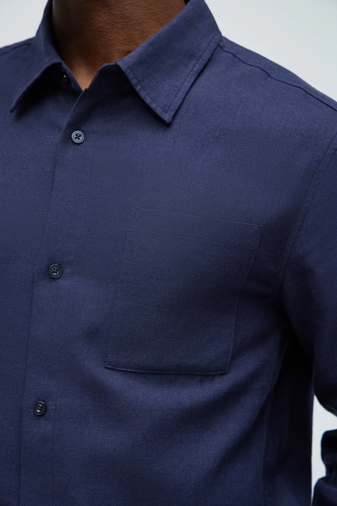 Bahamas Linen Long Sleeve Shirt - Navy
