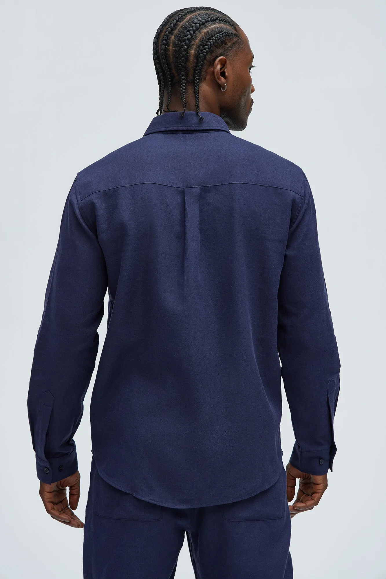 Bahamas Linen Long Sleeve Shirt - Navy