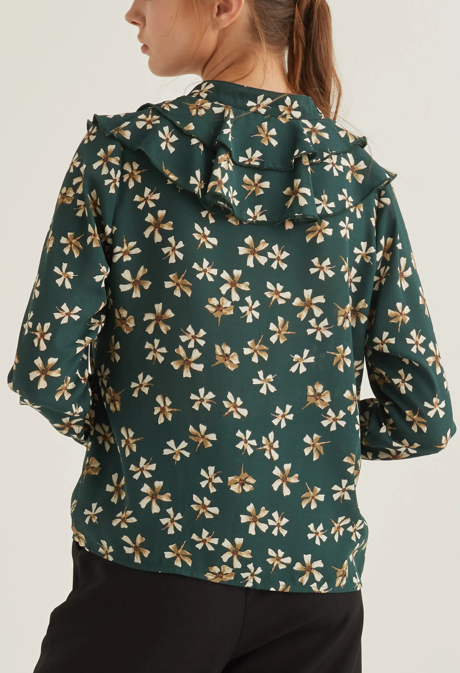 Blooming Petals Button Up Collared Blouse