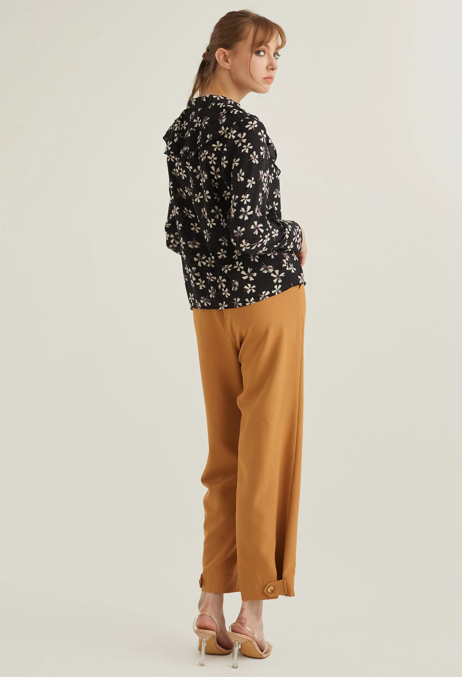 Blooming Petals Button Up Collared Blouse