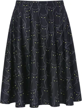 HDE Skirts for Women - Midi Skirt Skater Skirt Knee Length High Waist Fun Prints