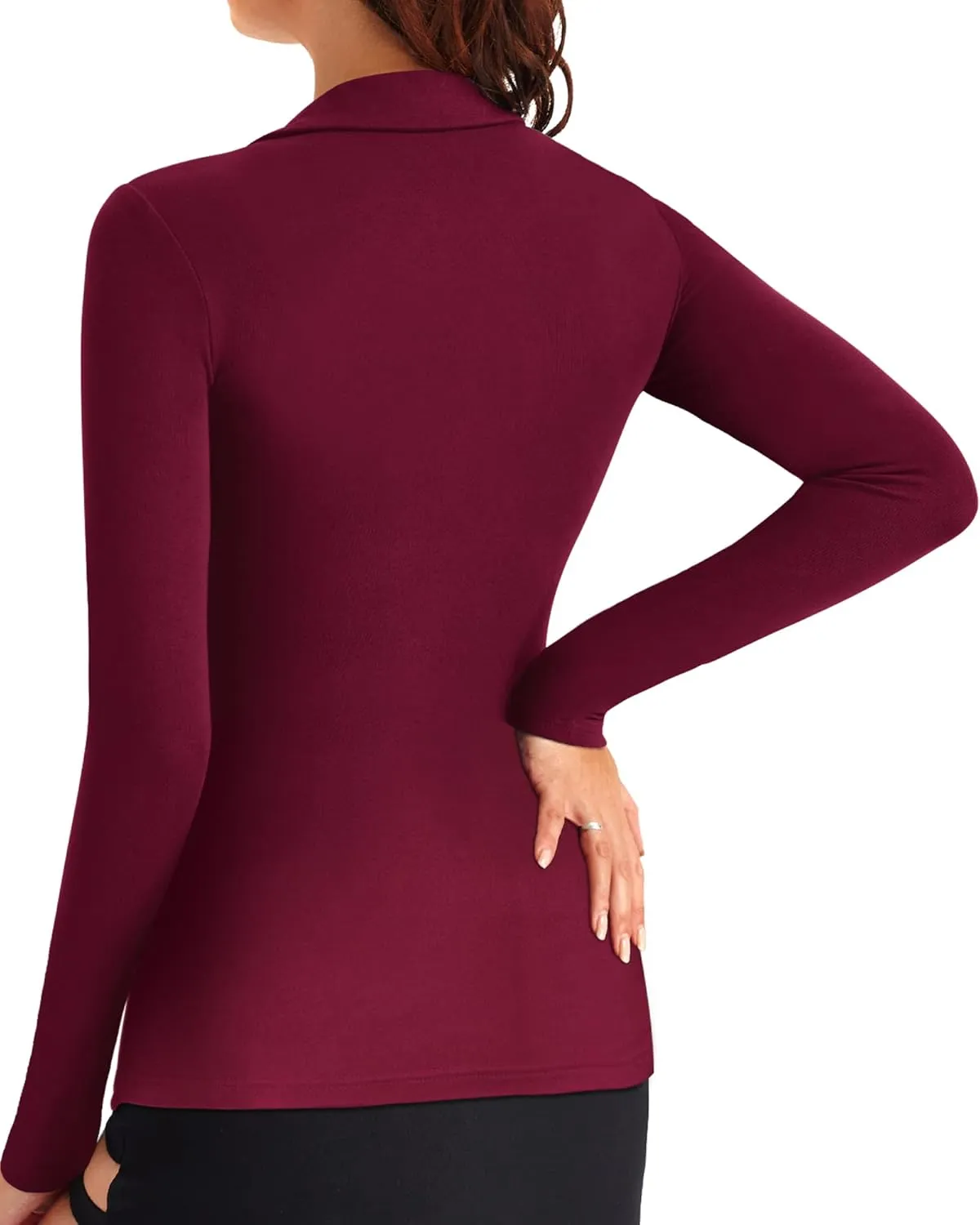 HERLOLLYCHIPS Womens Long Sleeve Short Sleeve Collared Polo Tops V Neck Button Down Fitted Shirts