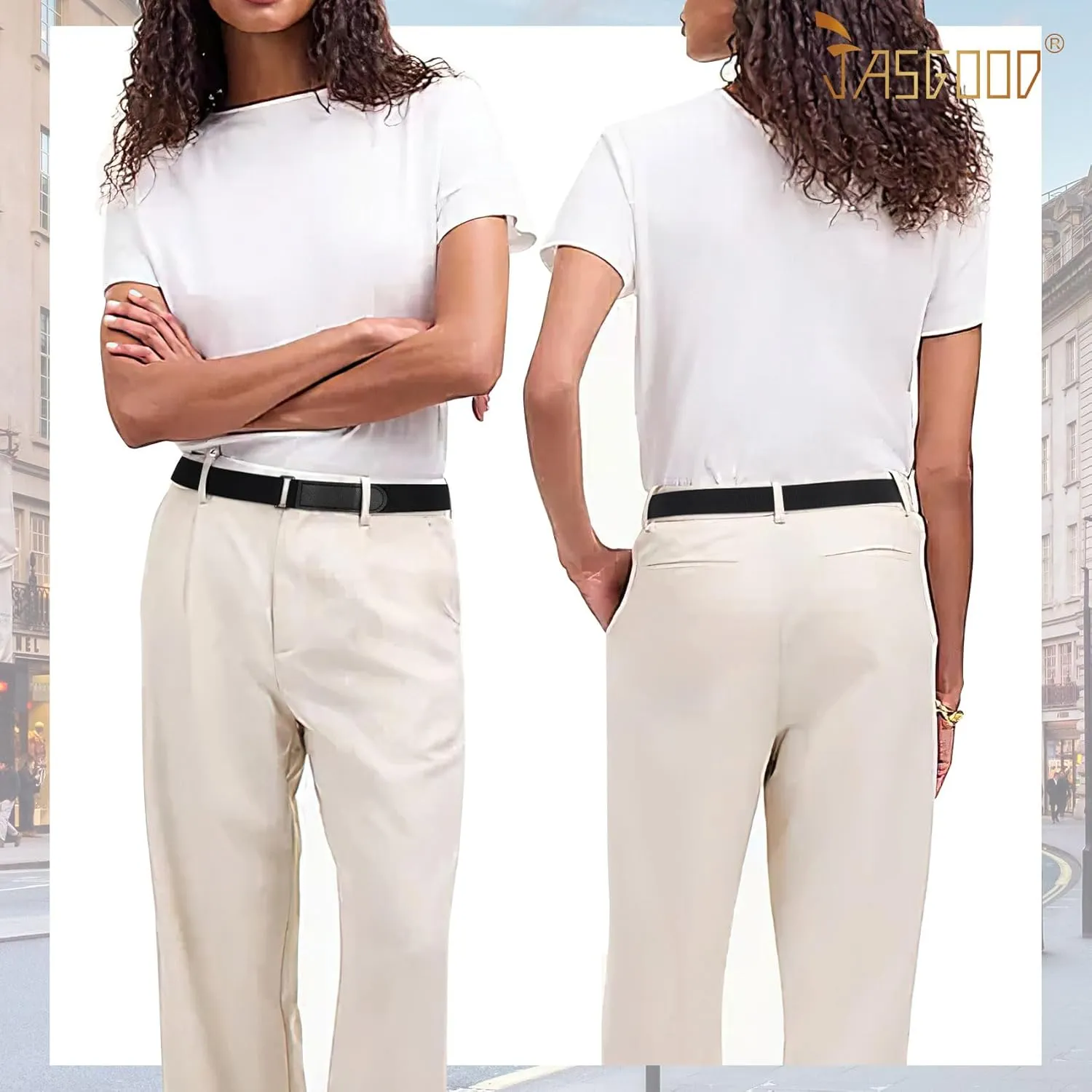 JASGOOD Crop Top Tuck Waist Band Adjustable Band Tucking Sweaters Shirts Elastic Stretch Belts for Women Change Style of Tops