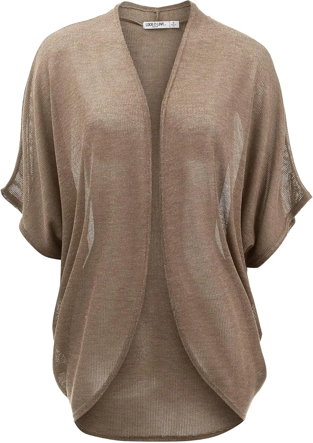 Lock and Love Kimono Style Women's Short Sleeve Open-Front Batwing Cardigan Loose fit