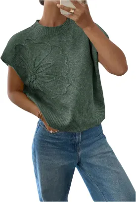 MakeMeChic Women's Floral Knitted Vest Top Sleeveless Pullover Sweater Vest