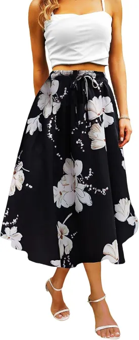 Maxi Skirts for Women with Pockets Long Midi Length Casual Skirt for Beach Party Holiday