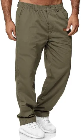 Mens Casual Jogger Pants Elastic Chino Pants Classic Fit Lightweight Comfy Hiking Cargo Pants