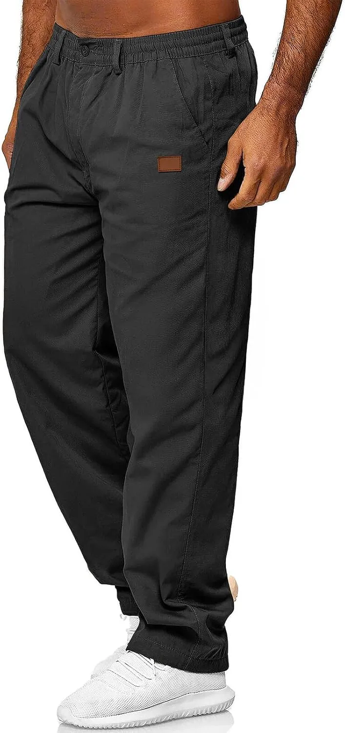 Mens Casual Jogger Pants Elastic Chino Pants Classic Fit Lightweight Comfy Hiking Cargo Pants