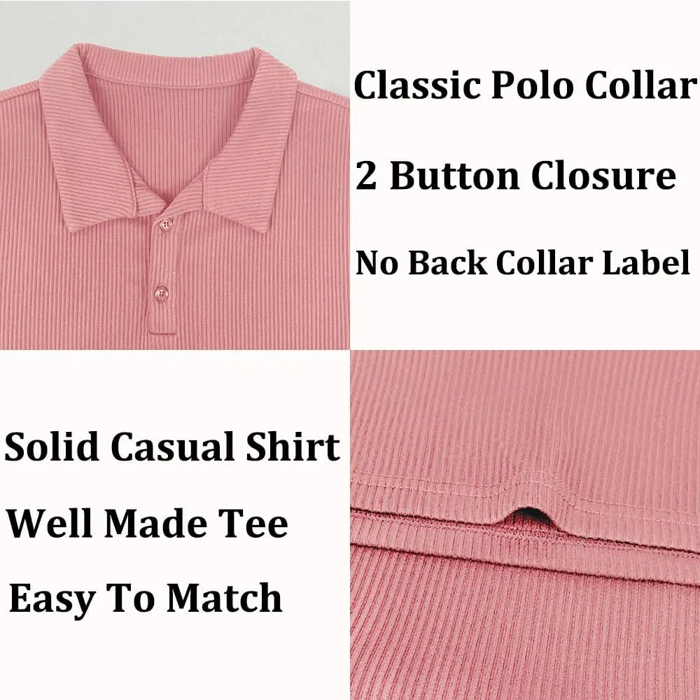 Men's Muscle Slim Fit Polo Shirts Long&Short Sleeve Stretch T-Shirts Casual Stylish Tee for Golf Workout