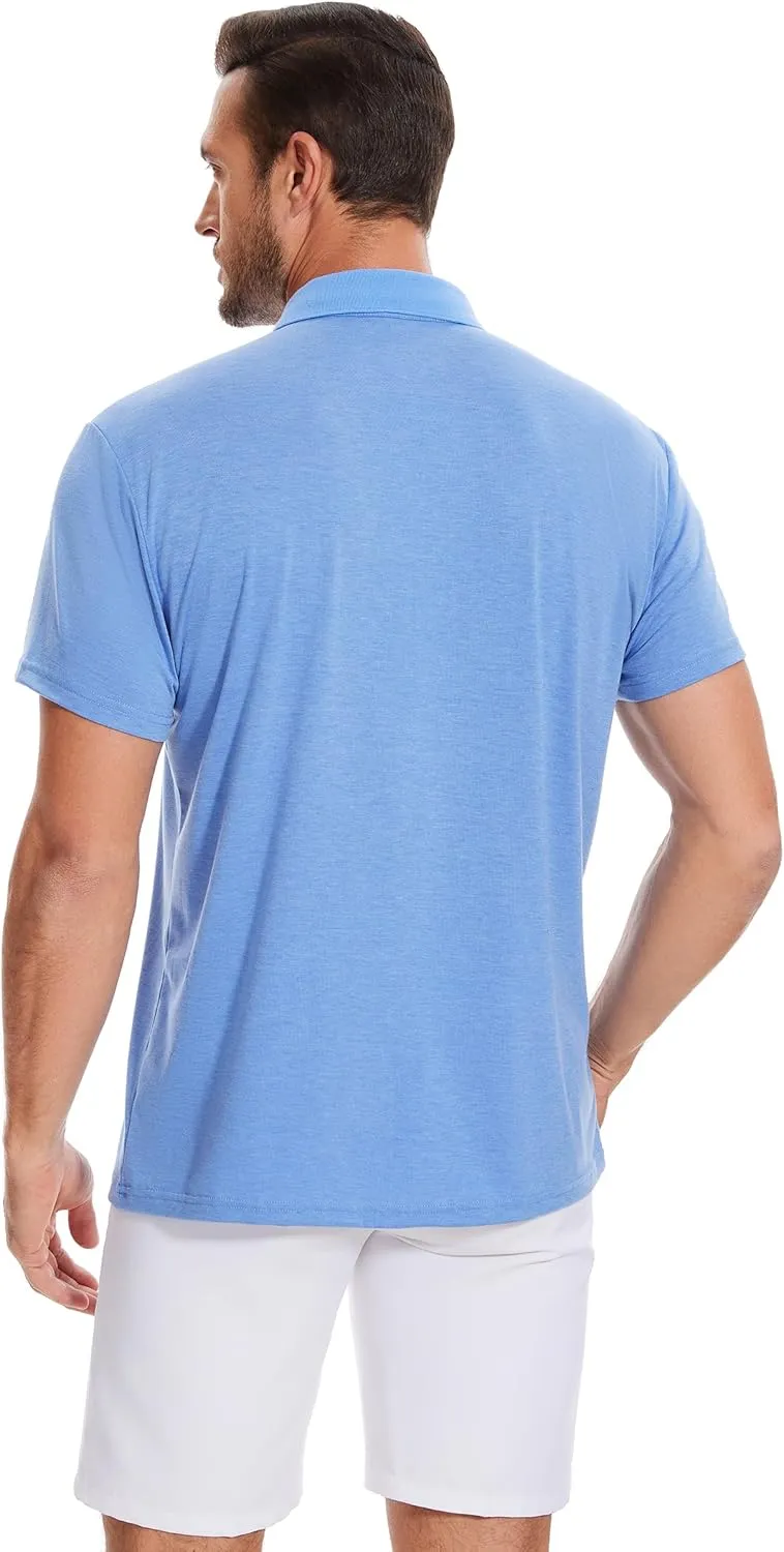 Polo Shirts for Men Basic Short Sleeve Shirt Button Solid Color Casual Tees Golf Stylish Tops