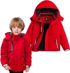 Simplee kids Boy Winter Coat Waterproof Ski Jacket Fleece Hooded Snow Warm Padded Raincoats