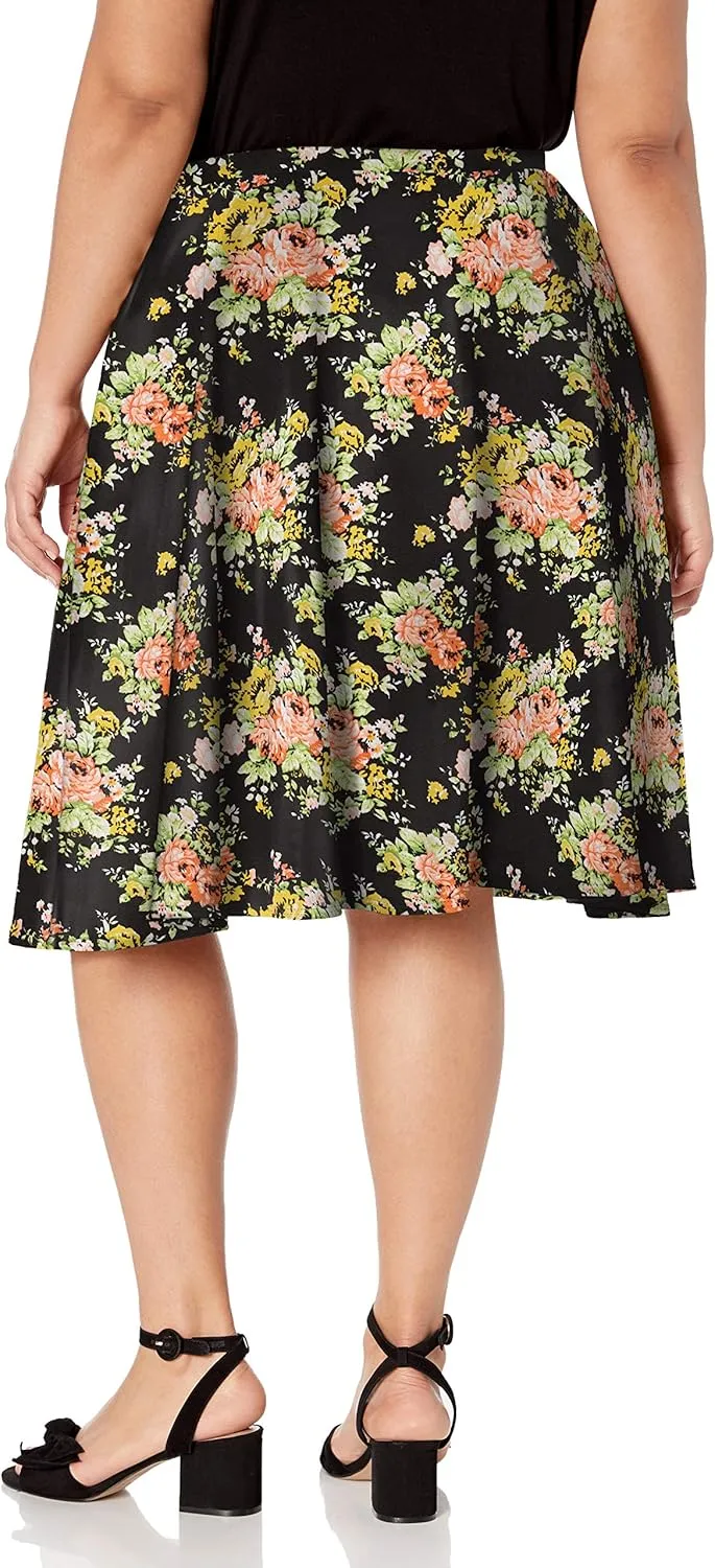 Star Vixen Women's Plus-Size Knee Length Full Skater Skirt