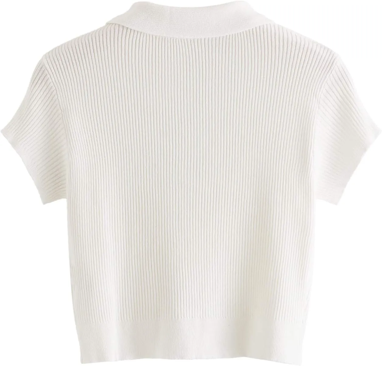 SweatyRocks Women's Collar Half Button Short Sleeve Striped Crop Top T-Shirts