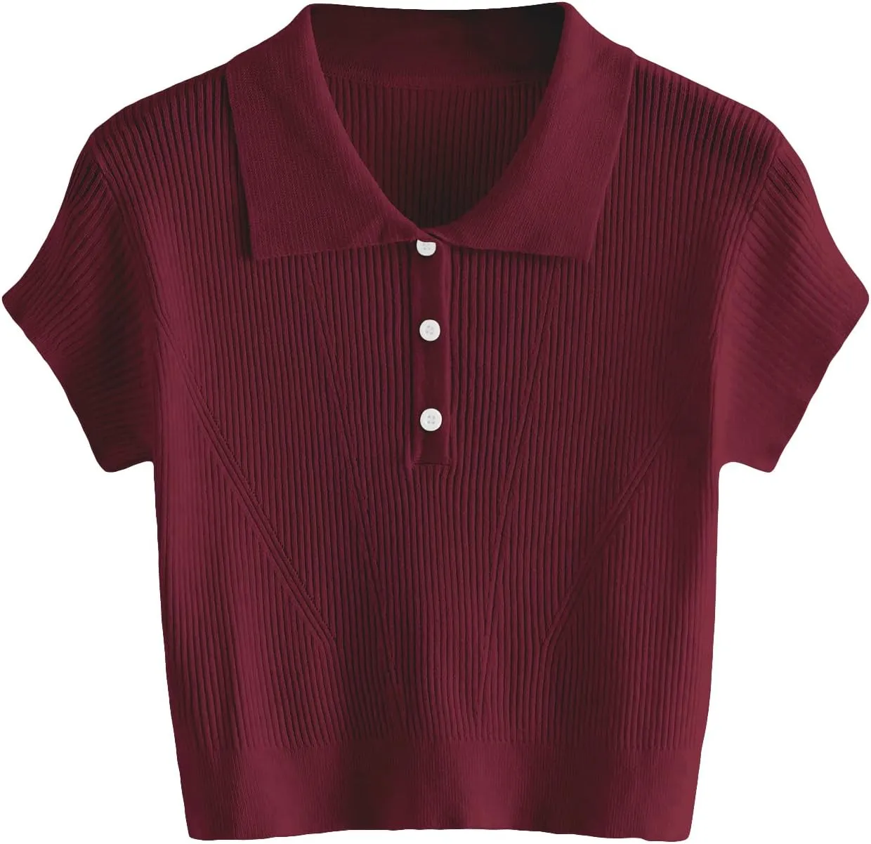 SweatyRocks Women's Collar Half Button Short Sleeve Striped Crop Top T-Shirts