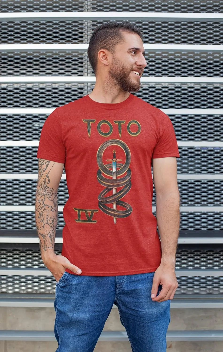 Toto Music IV Album Cover Mens Short Sleeve T Shirt 80s Classic Rock Vintage Style Graphic Tees