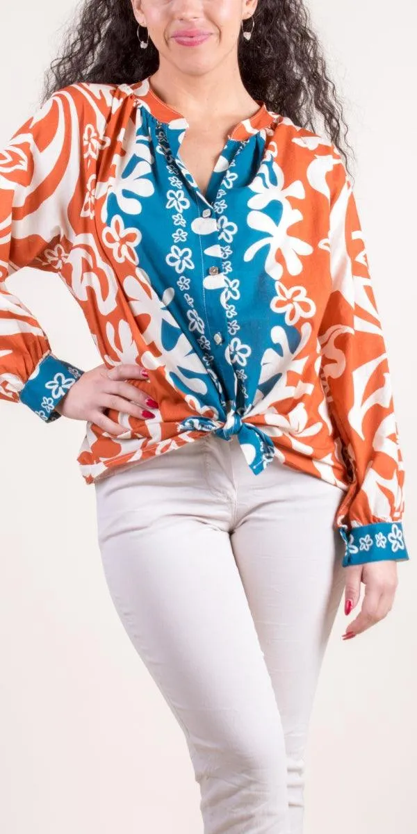 Two-Tone Aloha Print Shirt