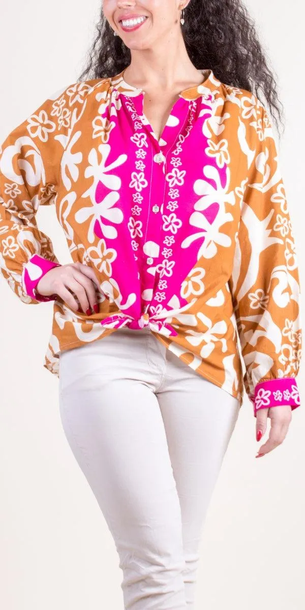 Two-Tone Aloha Print Shirt