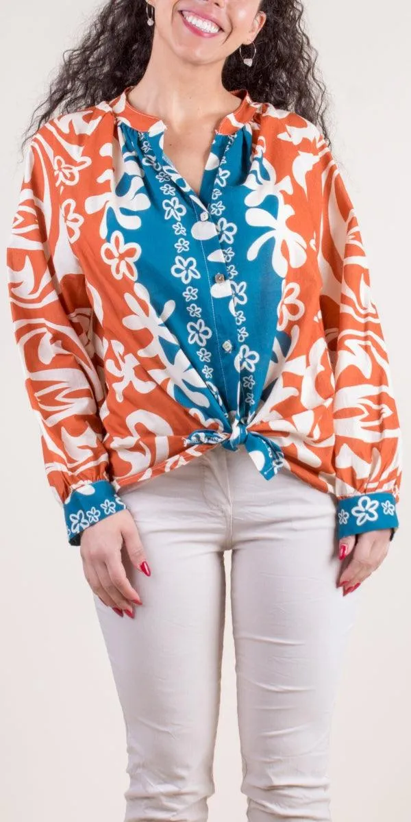 Two-Tone Aloha Print Shirt