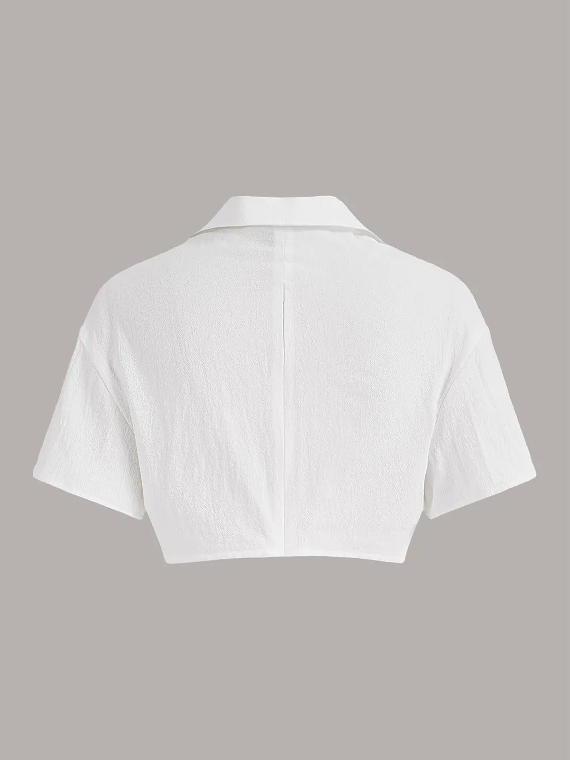 Verdusa Women's Short Sleeve Collar Neck Flap Pocket Twist Front Crop Top Shirts