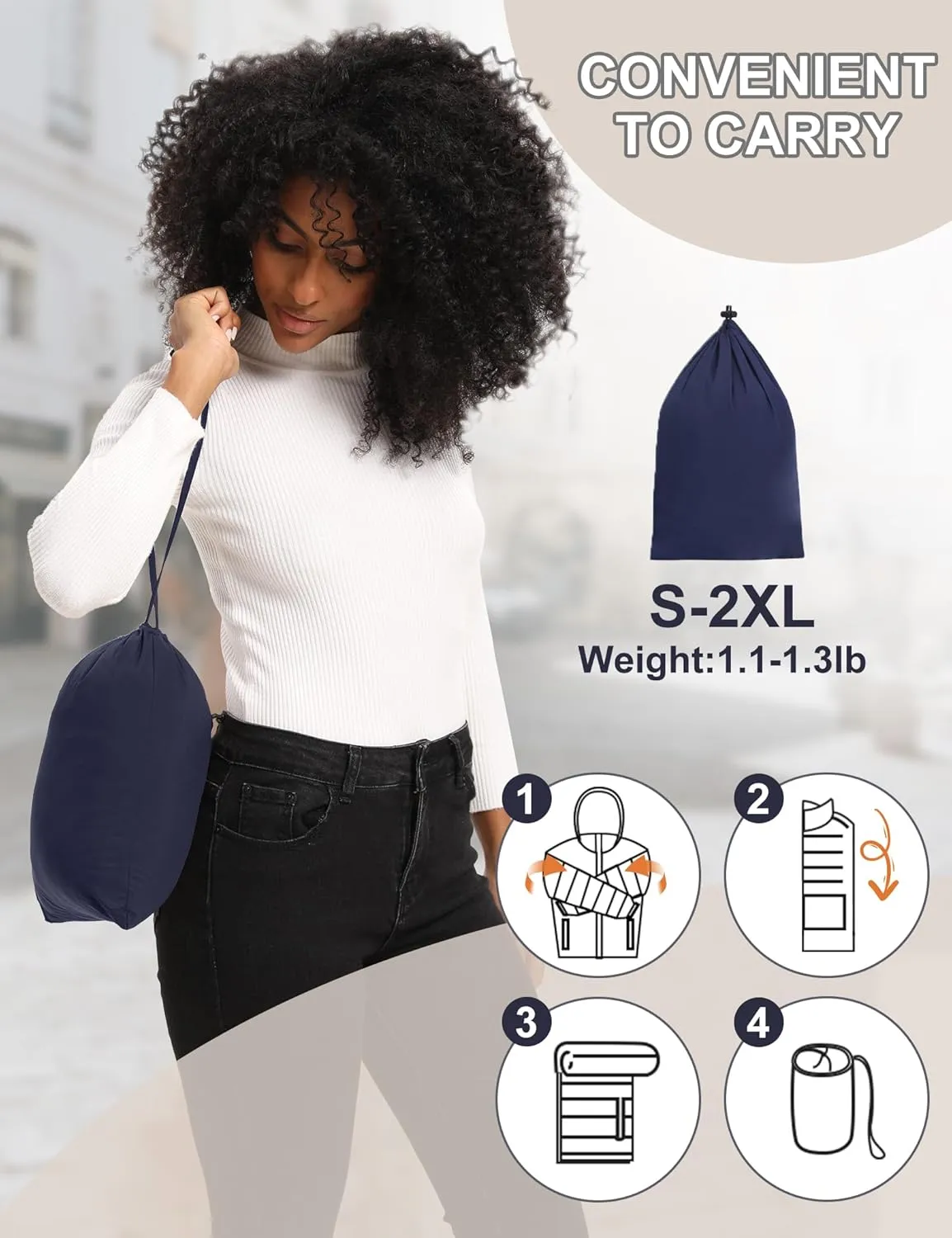 Women Packable Puffer Jacket Hooded Warm Lightweight Quilted Puffy Coat