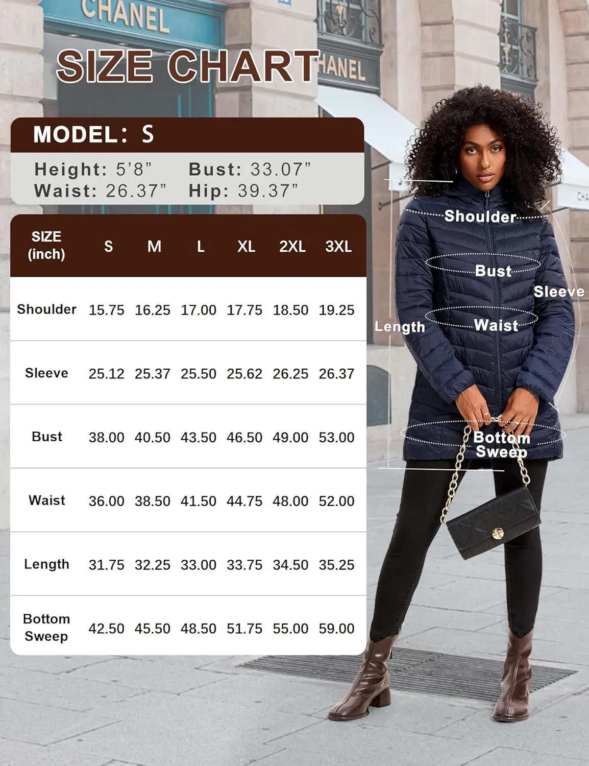 Women Packable Puffer Jacket Hooded Warm Lightweight Quilted Puffy Coat
