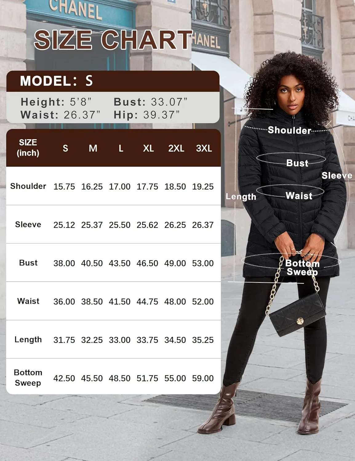 Women Packable Puffer Jacket Hooded Warm Lightweight Quilted Puffy Coat