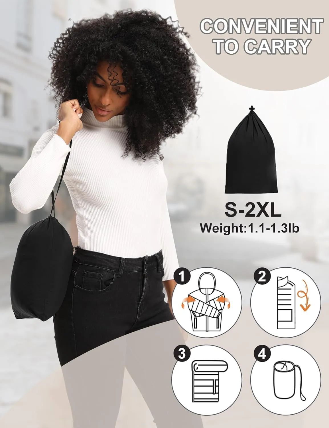 Women Packable Puffer Jacket Hooded Warm Lightweight Quilted Puffy Coat
