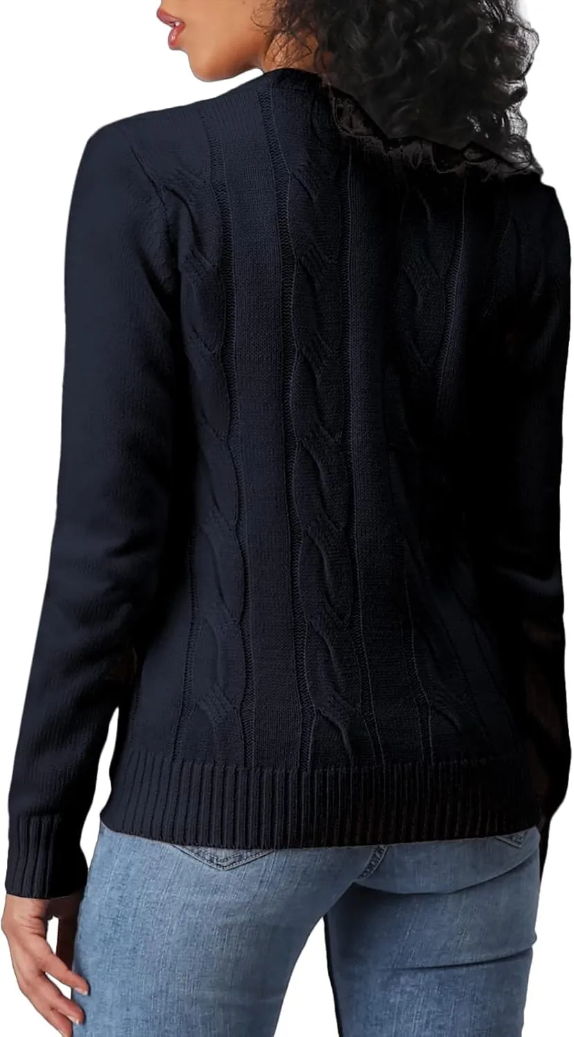 Women's Casual Slim Fit Cardigan Sweaters Long Sleeve Button Down Lightweight Waist Length