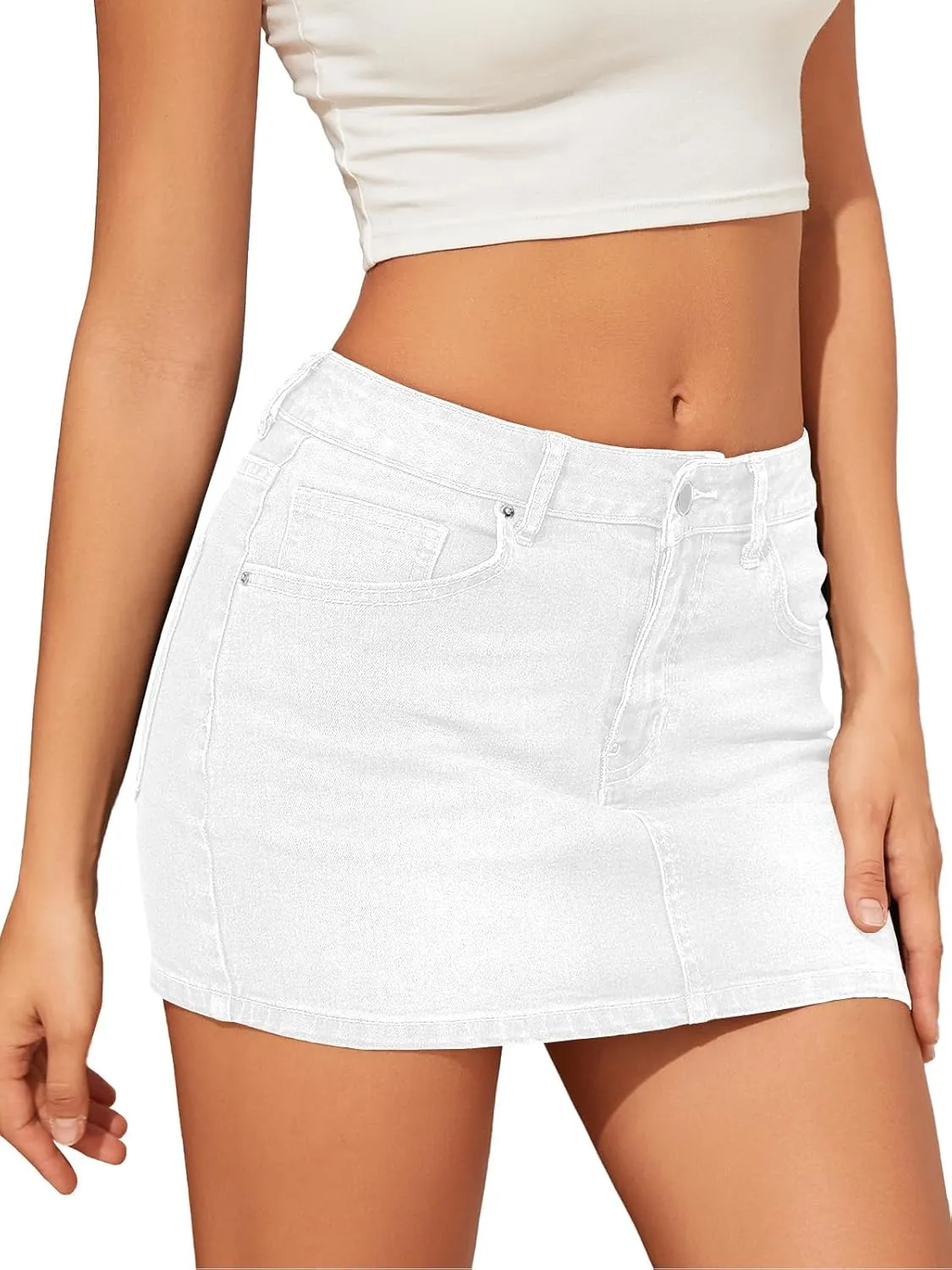 Women's Trendy Jean Skort 2025 Low Waisted Y2K Style Stretch Denim Sexy Mini Jean Skirt with Pockets